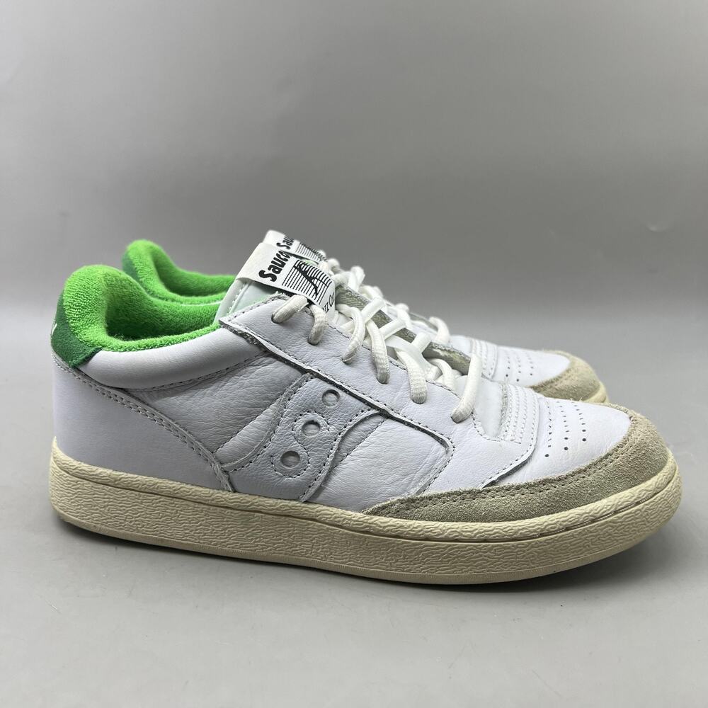 Saucony Jazz Court Shoes Women's 5, Women's 6.5 White Green Leather Low Sneakers